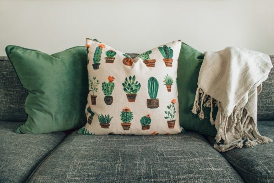 colorful pillow on the couch